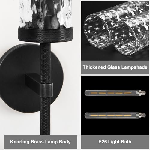 Brass Knurled Bathroom Sconces Set of 2 (2 Count)