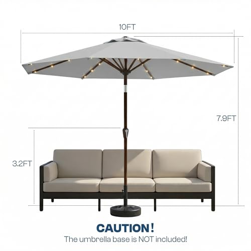 10FT Solar Patio Umbrella with Lights