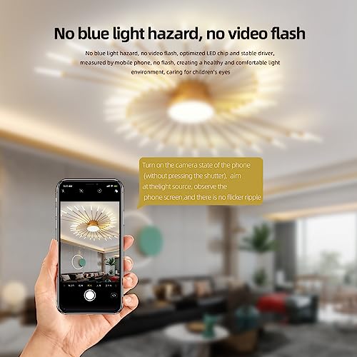 41.3" Ceiling Light Modern Flower Shape Ceiling Lamp for Living Room Dining Room Semi Flush Mount Metal Acrylic Sputnik Firework Petal LED Lighting Fixture