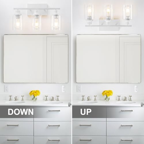 3 Light White Bathroom Light Fixtures Vanity Light Over Mirror Modern Wall Lighting Sconces Rustic Industrial Wall Lamp for Bathroom