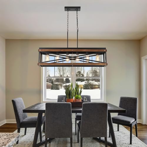 Rustic Farmhouse Wood Kitchen Island Lighting