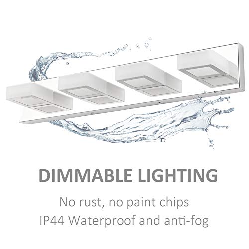 Dimmable Bathroom Lights Modern 4 Lights Vanity Lights Fixtures Acrylic Rotable 360° LED Modern Vanity Lighting for Bathroom