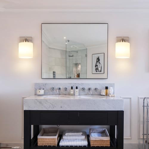 Brushed Nickel Milk Glass Wall Sconces