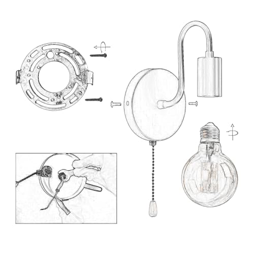 Hardwired Gold Wall Sconce with Switch 2 Pack