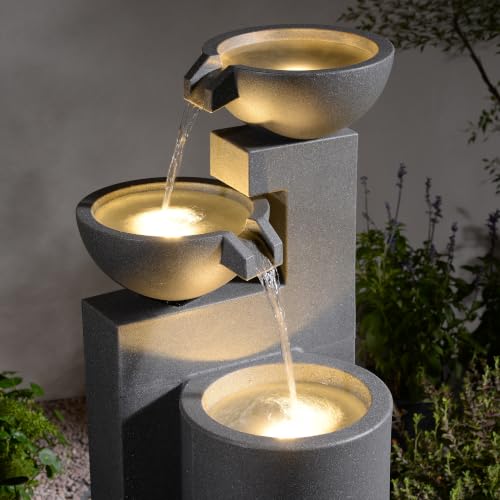 Gray Modern Tiered Bowl Fountain