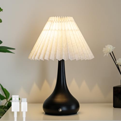 Pleated Cordless Table Lamp