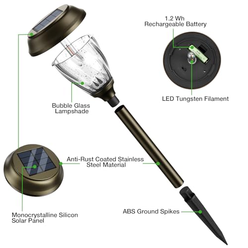 Solar Pathway Lights Outdoor 6 Pack (6 Count)