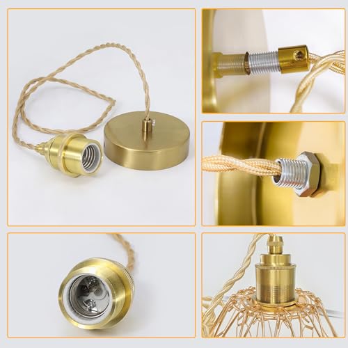 2 Pack Hardwire Gold Pendant Light Cord Kit 4.92ft