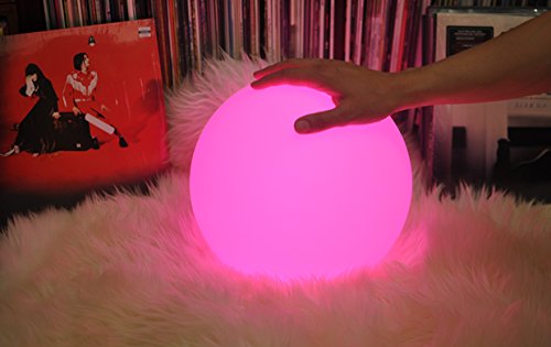 8-inch Ultra-Fun LED Glowing Ball Light w/Remote, RGB Color Changing Globe Mood Lamp, 16 Colors 8 Brightness 4 Lighting Modes, Waterproof, Rechargeable & AC Adapter Power, Stunning Light Orb