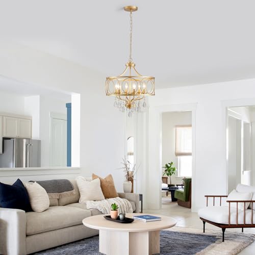 6 Light Modern Gold Crystal Chandelier