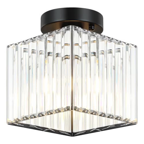 Modern Black Ceiling Light Fixture Crystal Hallway Entryway Light Fixtures