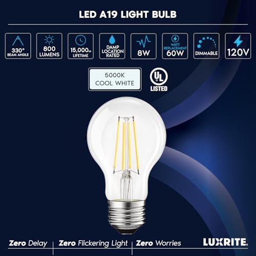 Vintage A19 LED Light Bulbs 60W Equivalent (6 Count)