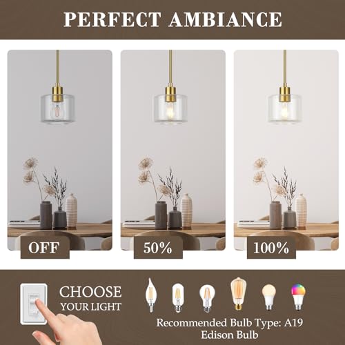 Brushed Gold Pendant Lights Kitchen Island