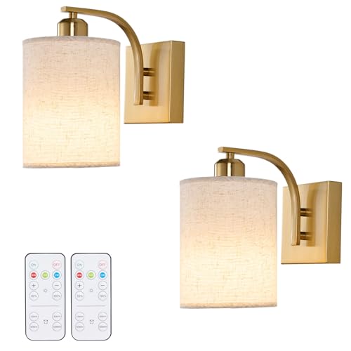 Gold Rechargeable Wall Sconces Set of 2 with Remote (2 Count)