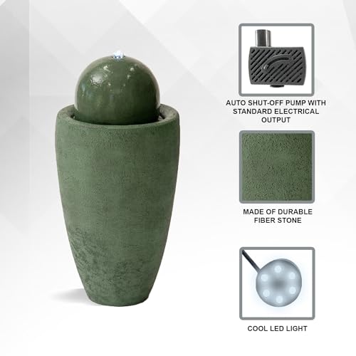 25.98" Modern Sphere Water Fountain with LED Light