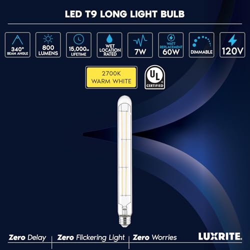 Vintage T9 Long LED Tube Light Bulbs 60W Equivalent (4 Count)