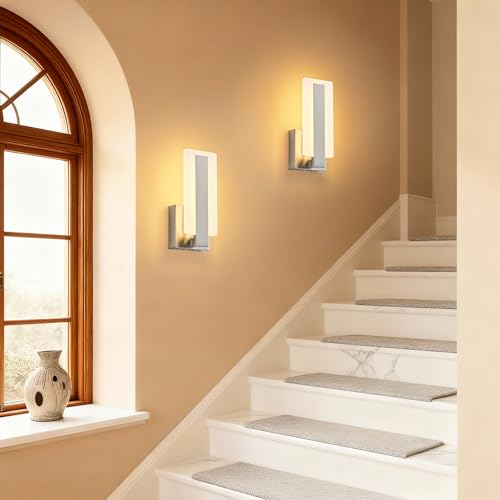 Peel and Stick Battery Operated Modern Wall Sconce Set of Two