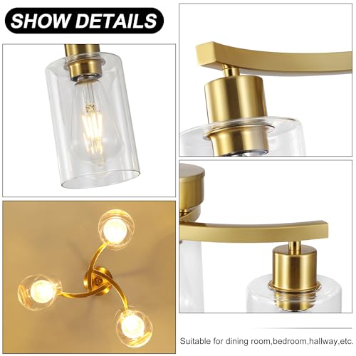 3 Light Gold Dining Room Chandeliers Over Table
