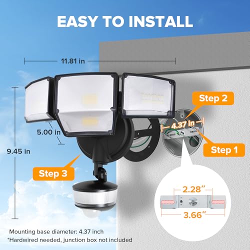 84W 9500LM LED Flood Lights Hardwire Motion Sensor Outdoor Lights (4 Count)