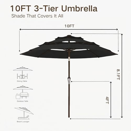 10ft 3 Tier Patio Umbrella