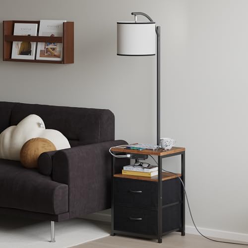 Floor Standing Lamp with Table & 2 Drawers