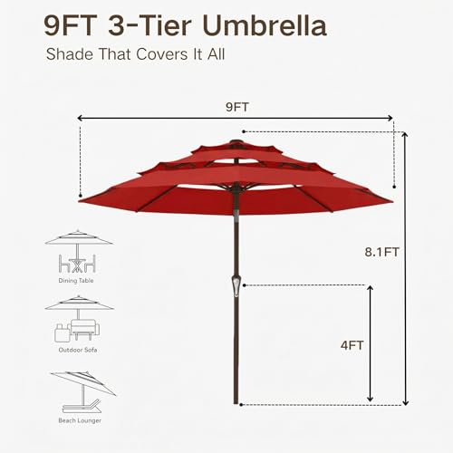 9ft 3 Tier Patio Umbrella