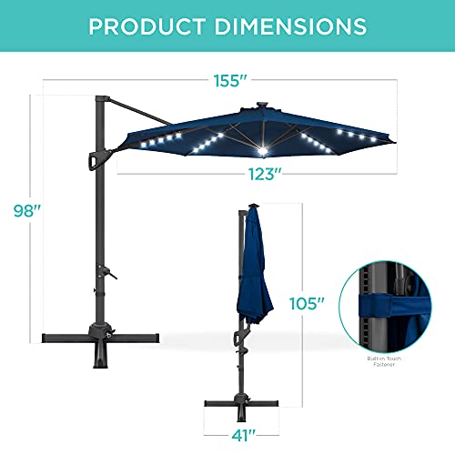 10ft Solar LED Cantilever Patio Umbrella
