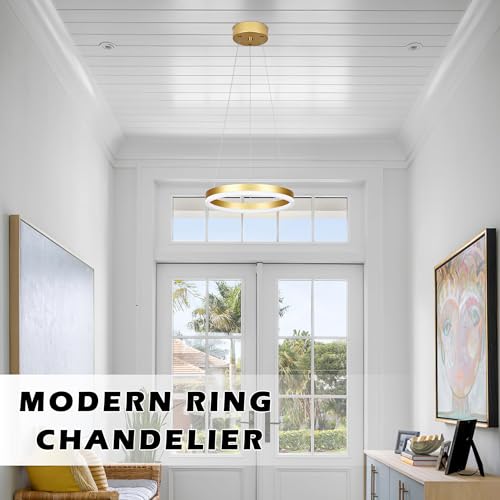 12" Gold Led Ring Chandelier Ring Modern Led Chandelier 3 Pack Modern Pendant Lights Led Pendant Lights Adjustable Height Light Contemporary Light Fixture for Kitchen Island Dining Room