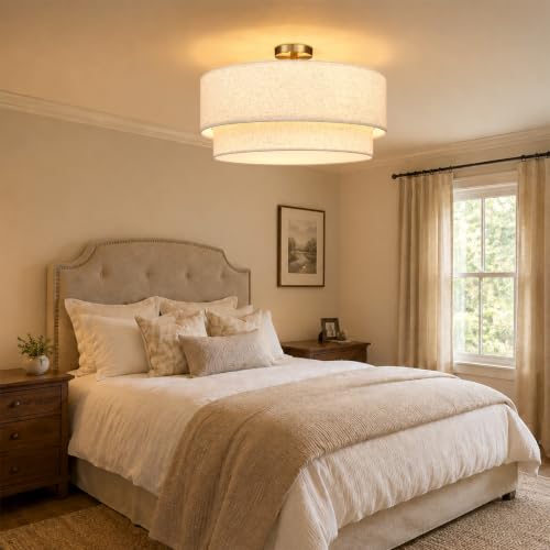 24 Inch Drum Flush Mount Ceiling Light Gold