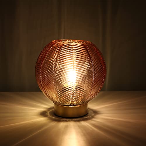 Battery Operated Decorative Glass Table Lamp with Timer Red