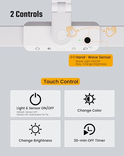 LED Desk Lamp Computer Light with Power Strip with Clamp White
