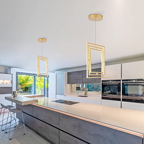 Modern Gold LED Square Hanging Pendant Chandelier