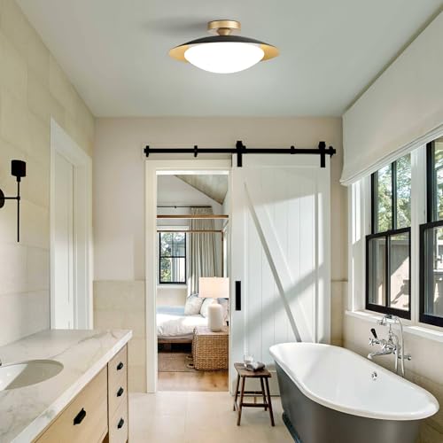 Dimmable Modern LED Black and Gold Ceiling Light Fixture 15.75 in