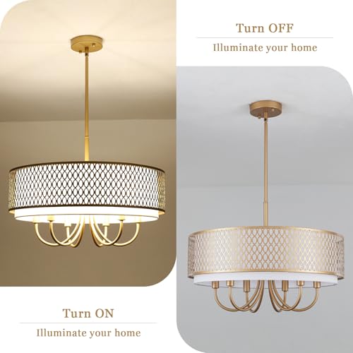 21.65" Large Durm Chandeliers for Dining Room Modern Gold Chandelier