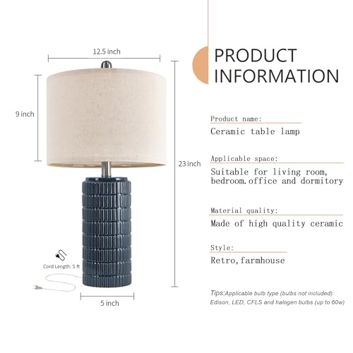 23" Blue Table Lamps (2 Count)