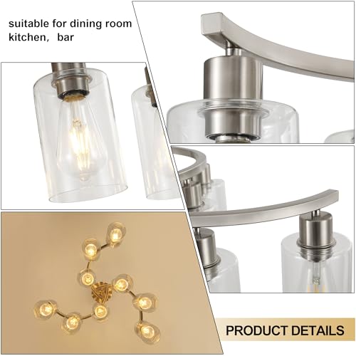 9 Light Brushed Nickel Glass Chandelier