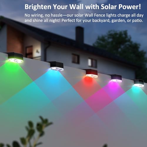 12PK Solar Fence Lights Outdoor Waterproof LED