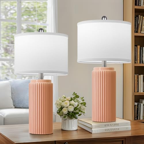 23.5’’ Orange Table Lamps for Bedroom Set of 2 (2 Count)