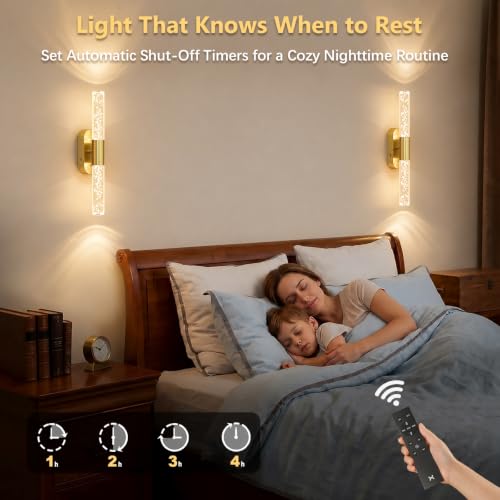 Crystal Battery Operated Wall Sconces Set of 2 for Home Space (2 Count)