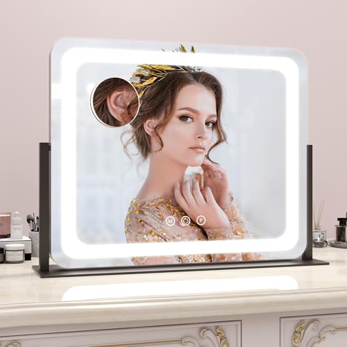 22x17 Inch Lighted Vanity Mirror with Dimmable LED Lights