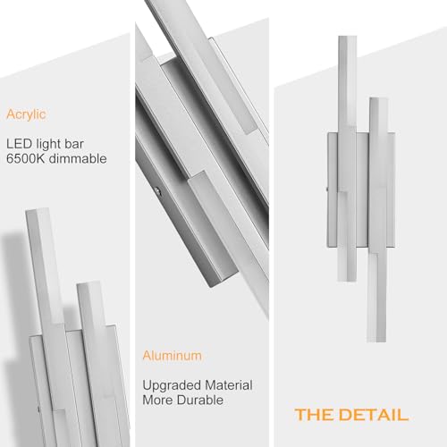 Modern LED Wall Sconce Silver Remote Wall Light Fixtures for Bathroom