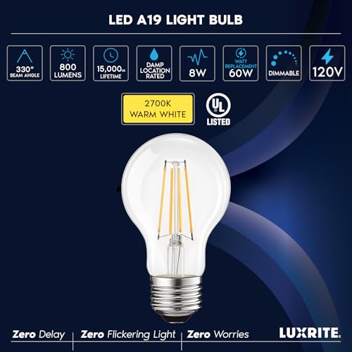 Vintage A19 LED Light Bulbs 60W Equivalent (4 Count)