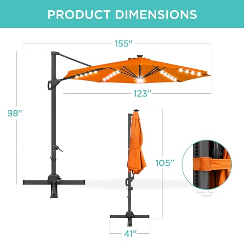 10ft Solar LED Cantilever Patio Umbrella