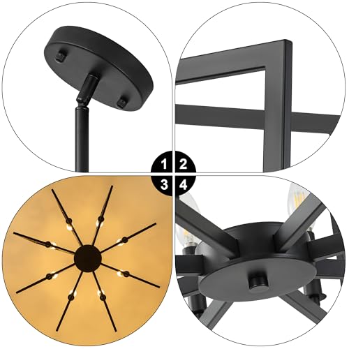 8 Light Modern Farmhouse Black Geometric Chandelier