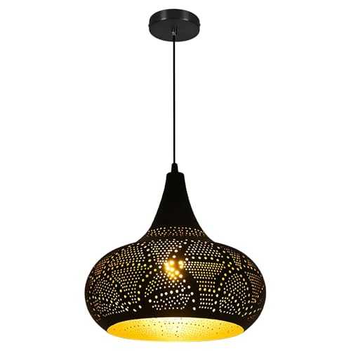 Black Pendant Light Fixture Vintage Hanging Lamp Hollow Chandelier