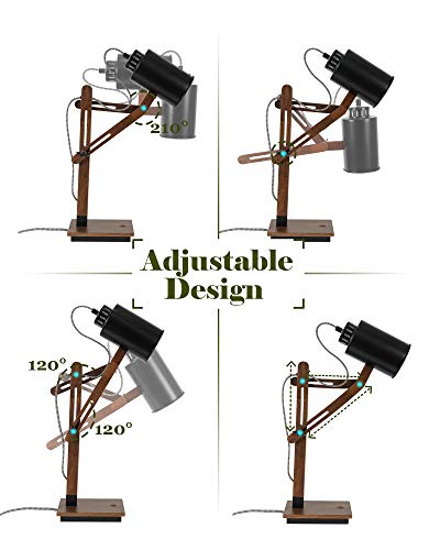 Touch Control Sapele Wood Desk Lamp with Wireless Charging & USB Port
