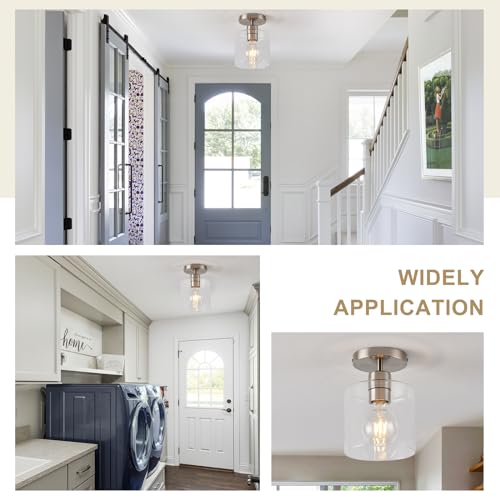Brushed Nickel Semi Flush Mount Ceiling Light (2 Count)