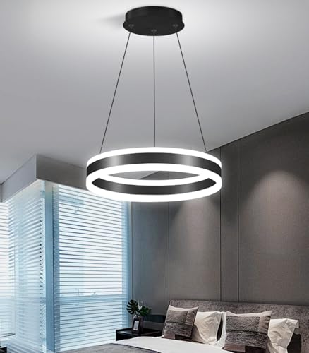 D15.7'' Modern Ring Chandelier for Dining Room LED Dimmable Pendant Lighting High Ceiling Chandelier for Living Room Foyer Bedroom Entryway 3000K