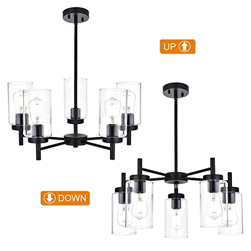 5 Light Contemporary Chandeliers Black Modern Lighting Fixtures Hanging