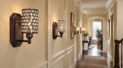 2 Pack 1 Light Polyhedral Crystal Modern Oil Rubbed Bronze Wall Sconce Light Fixture (2 Count)